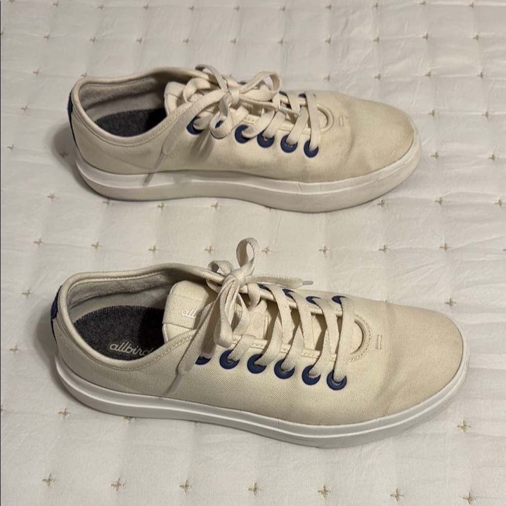 Allbirds Men's Cream and Blue Sneakers